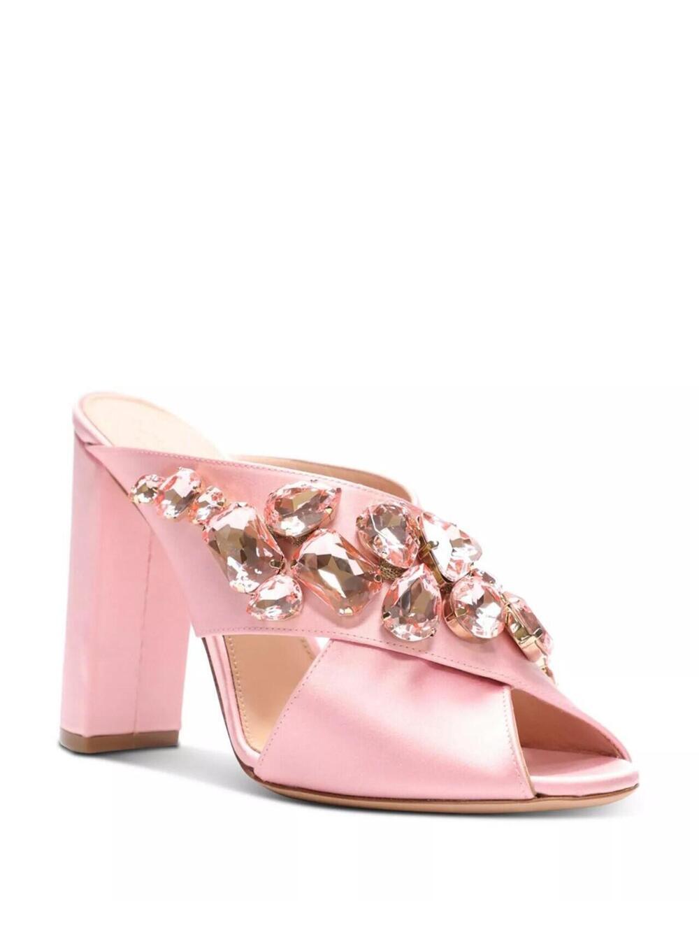 1050$ Giambattista Valli Embellished Satin Sandals Women's Size 7US Pink